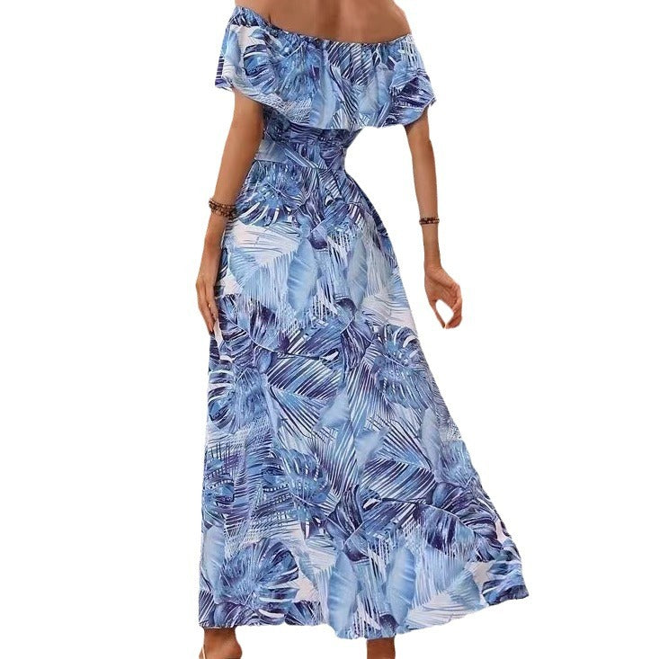 Damen Maxikleid mit off-shoulder Design und tiefem Schlitz Drune
