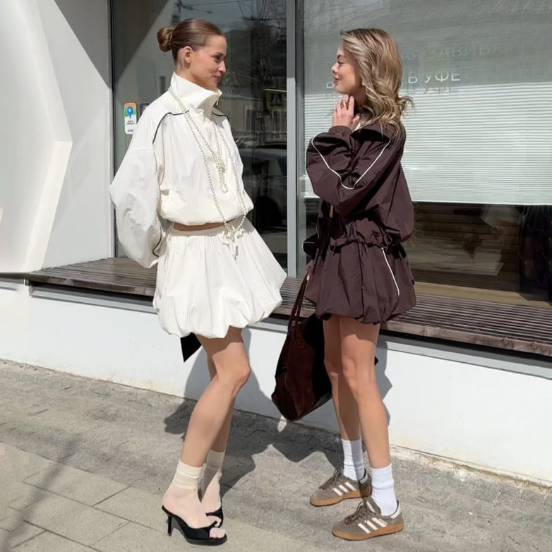 Damen modische Übergangsjacke mit elastischem Kragen und verspieltem Schnitt Drune