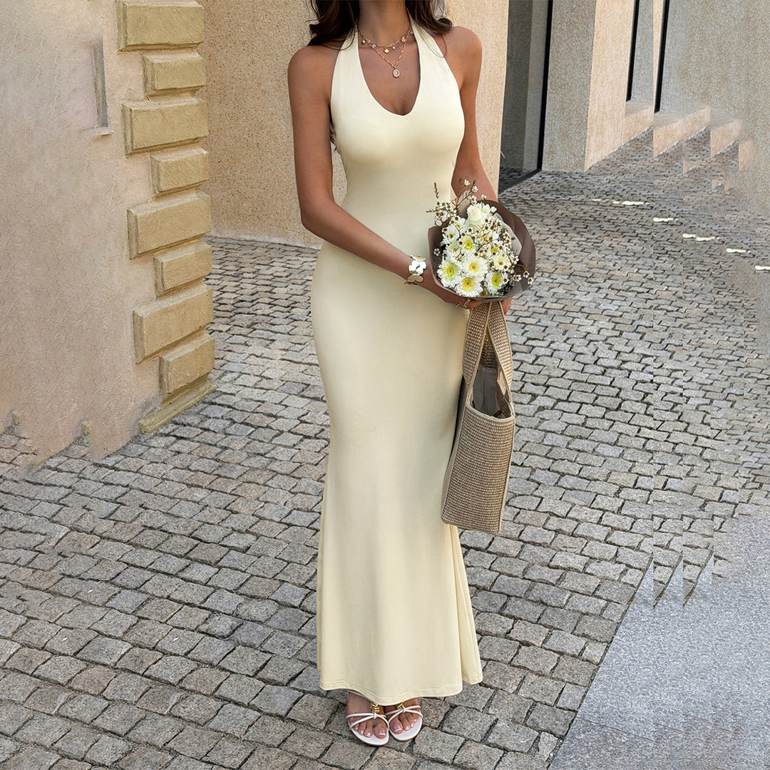 Damen Figurbetontes Abendkleid mit Halterrücken Drune
