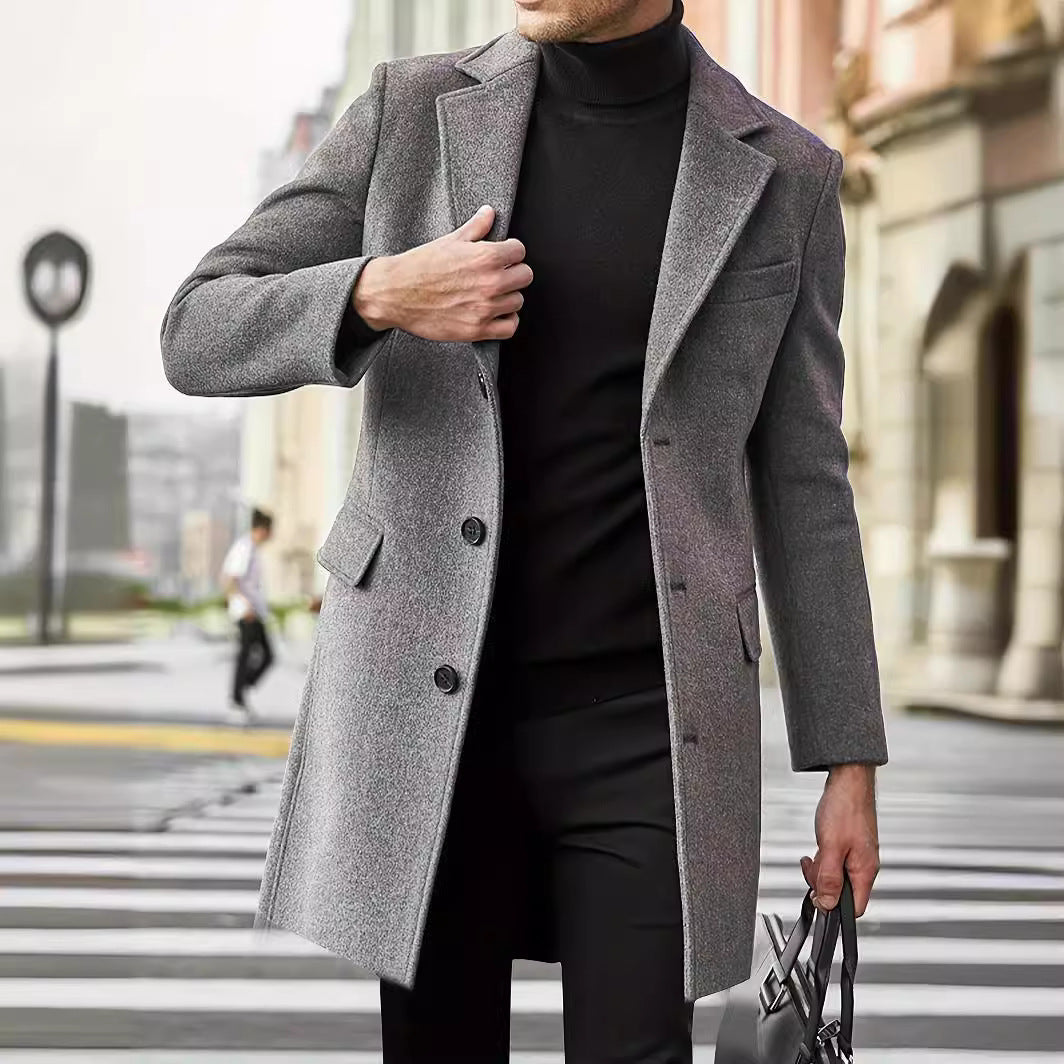 Herren eleganter, klassischer Wollmantel Drune