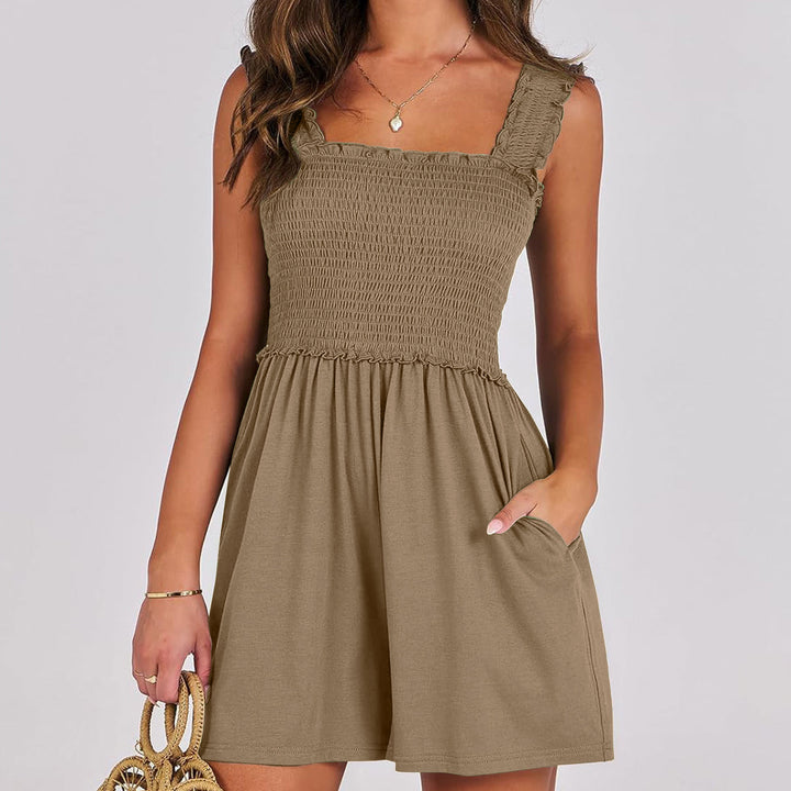 Damen Sommerliches Jumpsuit mit Rüschendetails und praktischen Taschen Drune