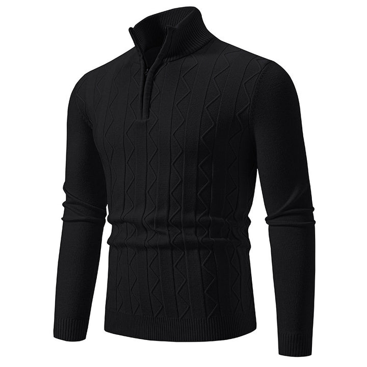Herren eleganter Rollkragenpullover mit Zopfmuster und hohem Kragen Drune