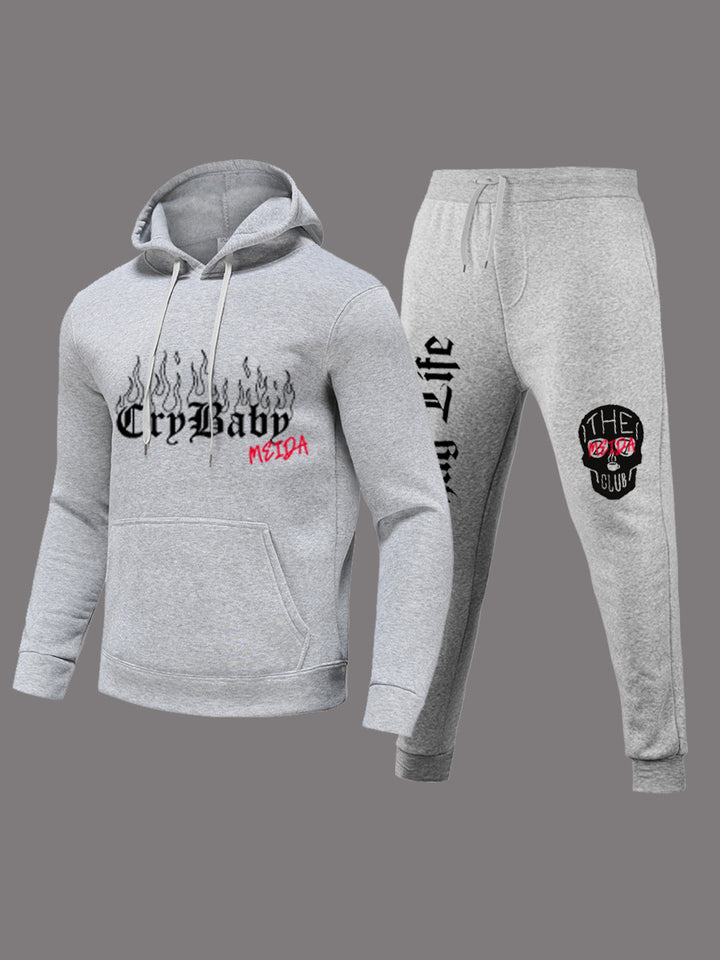 Damen Sportliches Hoodie und Jogginghose Set mit kreativem Aufdruck Drune