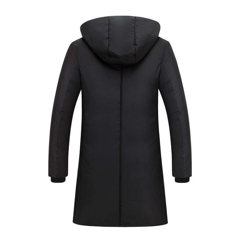 Damen lange Steppjacke mit großzügiger Kapuze und praktischen Taschen Drune