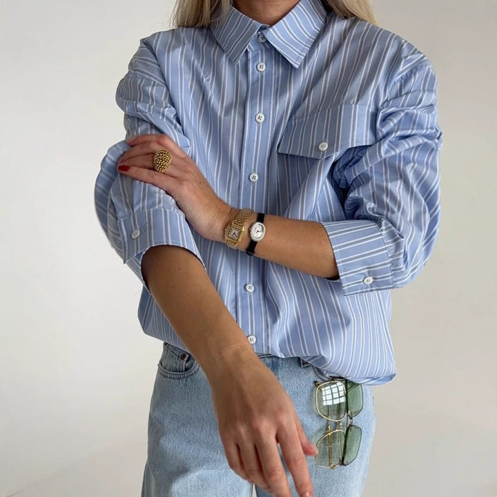 Damen Elegante Oversized Bluse mit Knopfdetails und lässigen Ärmeln Drune