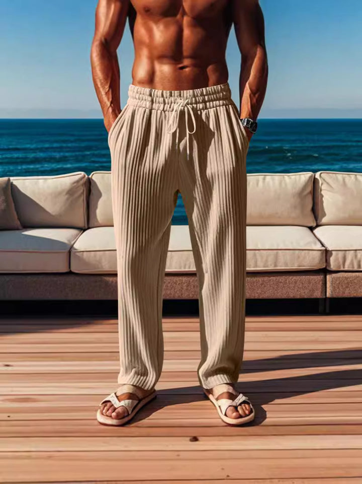 Herren lässige Strandhose mit elastischem Bund und praktischen Seitentaschen Drune
