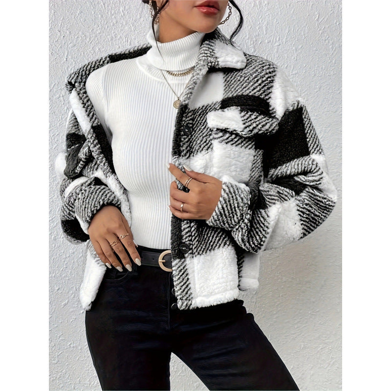 Damen Fleecejacke mit Karomuster Drune