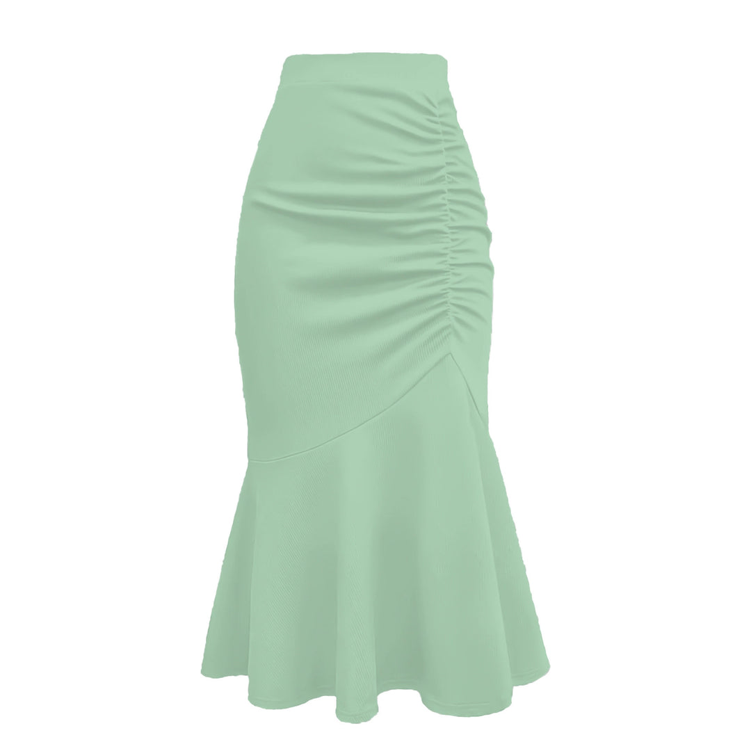 Damen eleganter Midirock mit asymmetrischem Schnitt und Raffung Drune