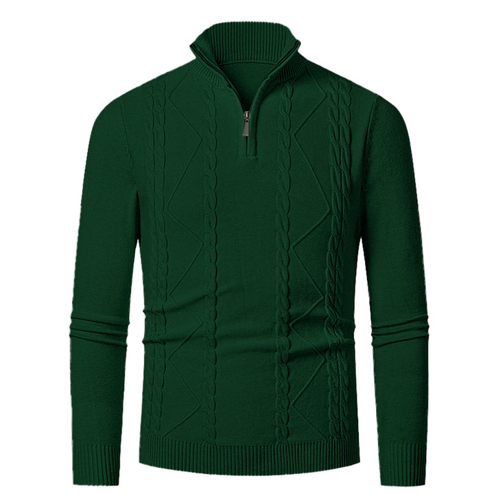 Herren Strickpullover mit Halb-Zip und strukturiertem Muster Drune