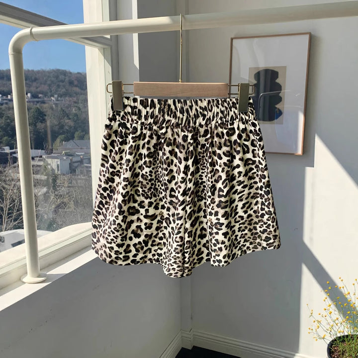 Damen Lockere Leoprint-Strandshorts Drune