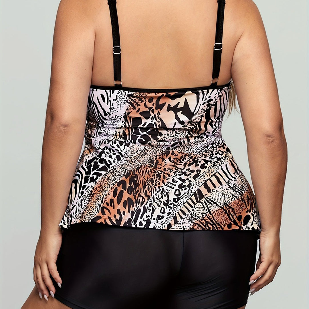 Damen Tankini mit modischem Animal-Print und schmeichelndem Schnitt Drune