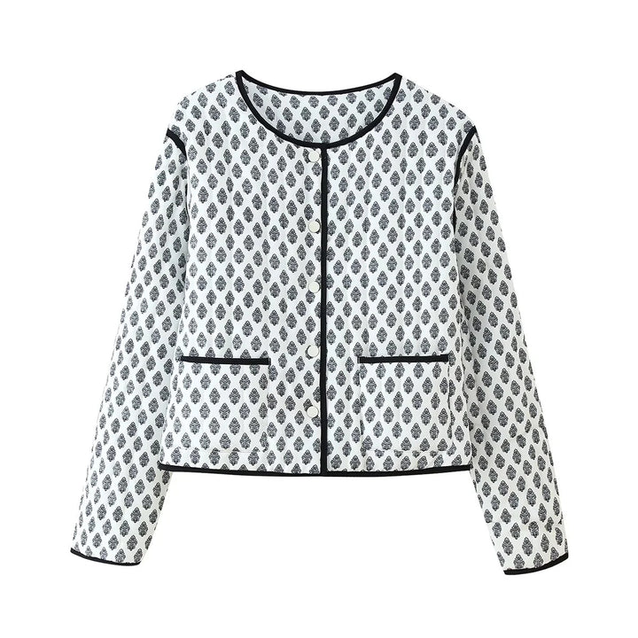 Damen modische kurz geschnittene Jacke mit kontrastierenden Paspeln und praktischen Taschen Drune