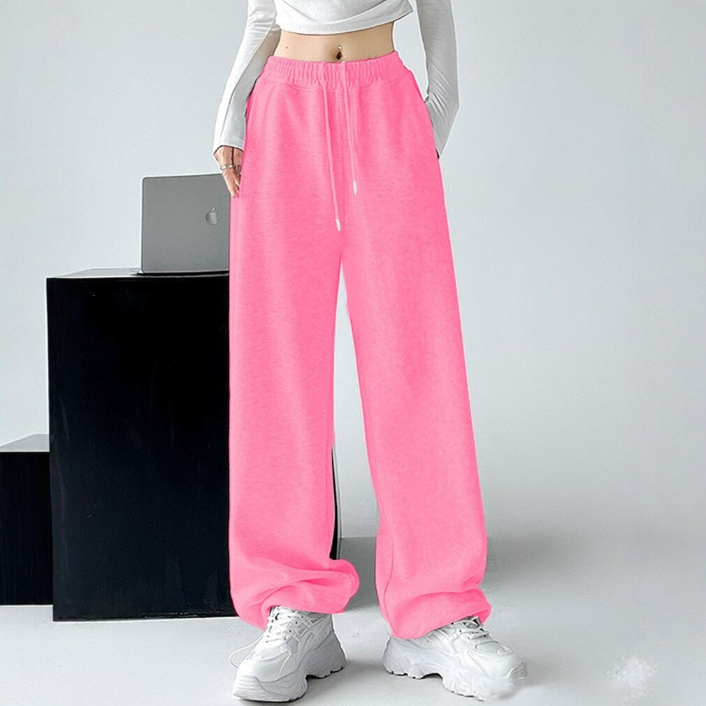 Damen nan extraweite Palazzo-Sweathose mit hohem Komfortbund, seitlichen Eingrifftaschen, Schlitz am Saum und Kordelzug Drune