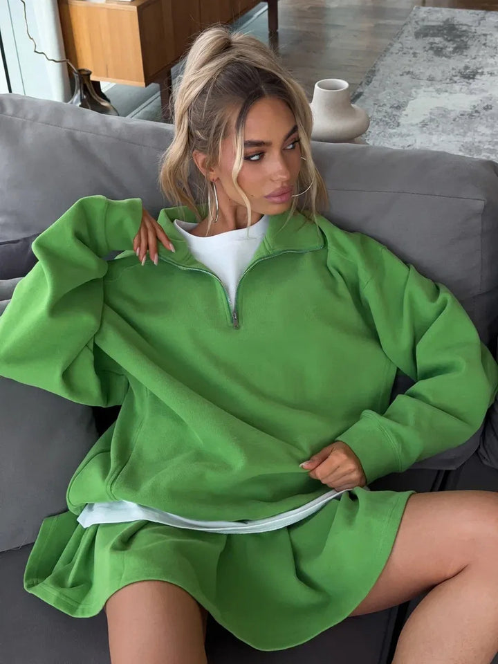 Damen modischer Sweatshirt mit Reißverschluss Drune