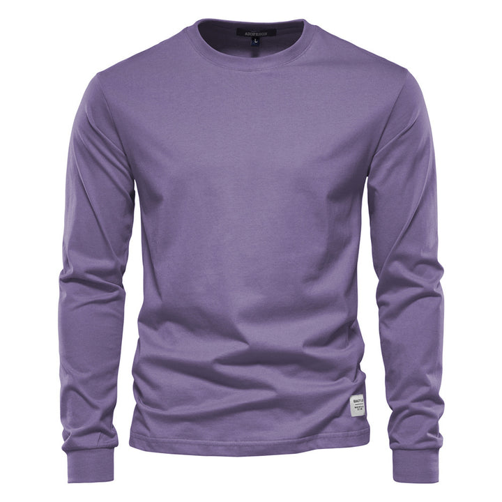 Herren nan klassisches langärmliges Baumwollshirt mit Rundhalsausschnitt und elastischen Bündchen Drune