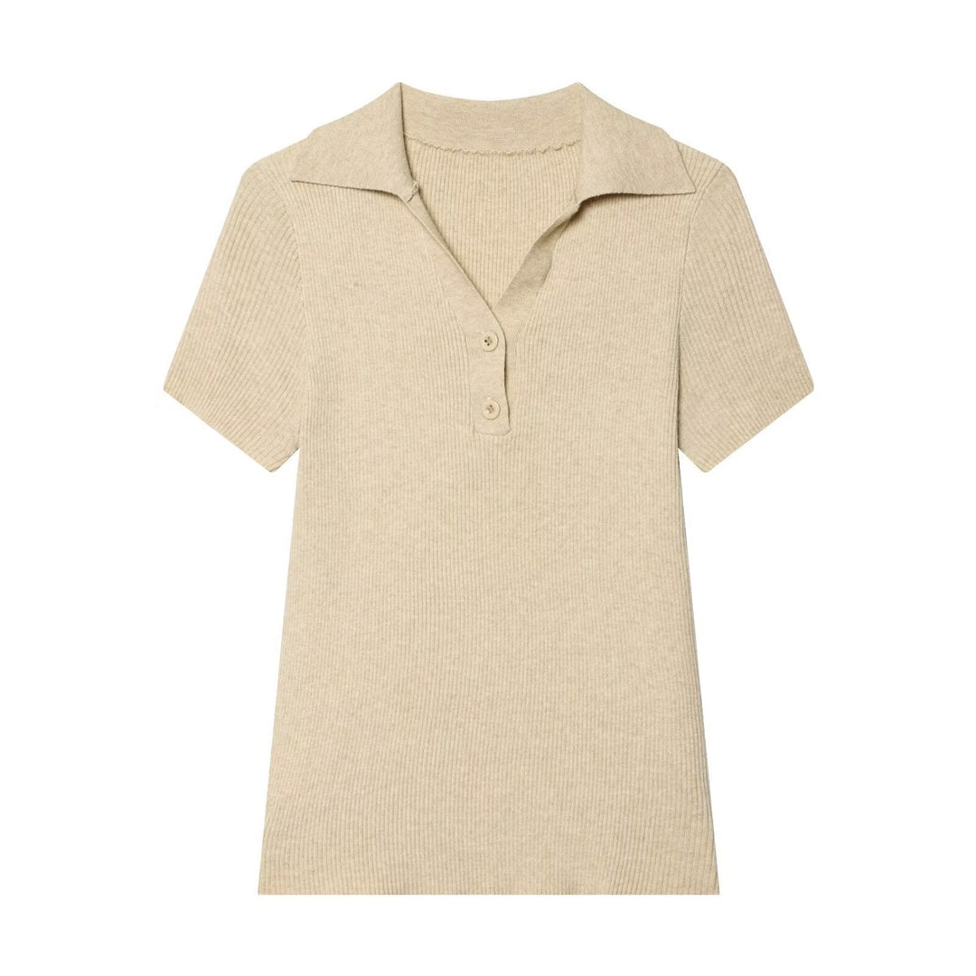 Damen kurzärmliges Poloshirt aus weichem Strickstoff Drune