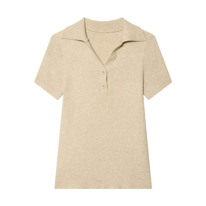 Damen kurzärmliges Poloshirt aus weichem Strickstoff Drune