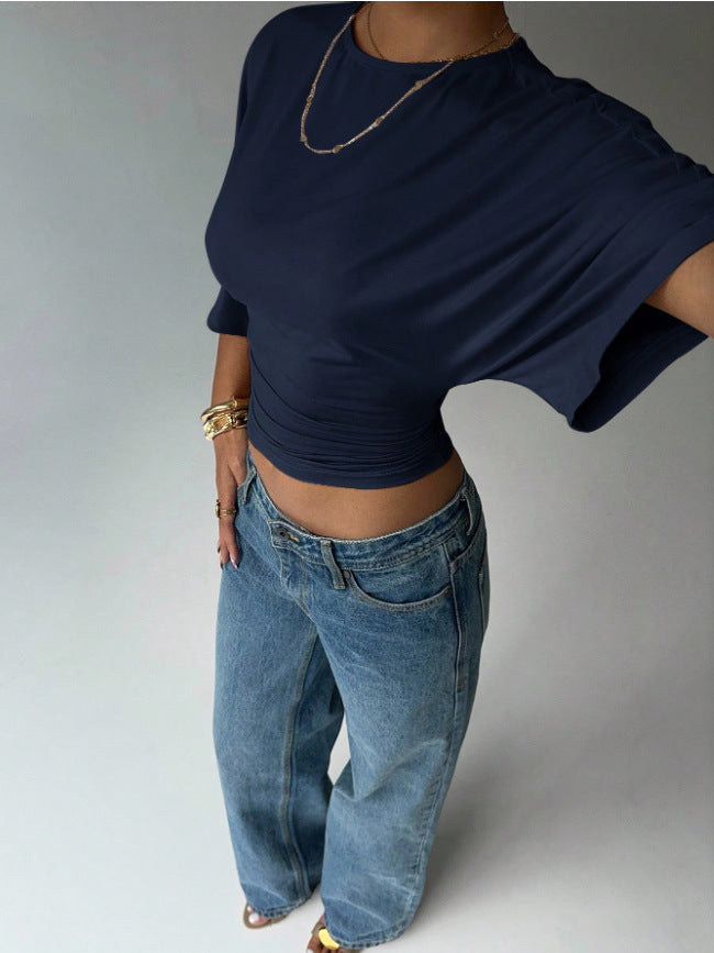 Damen Kurzärmliges Crop-Top Drune