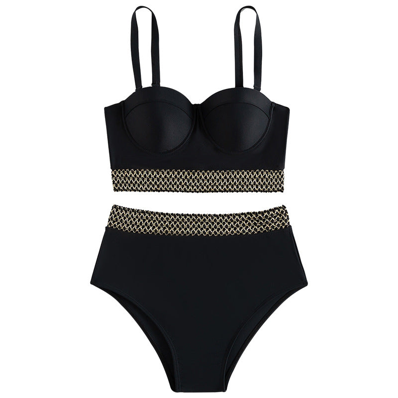 Damen Hochtaillierter Bikini mit elegantem Bustier und stylishen Akzenten Drune