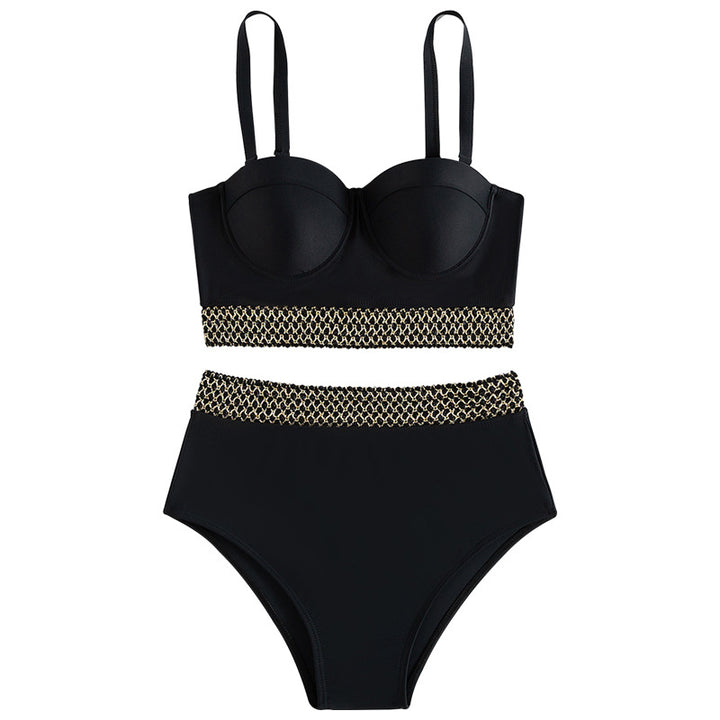 Damen Hochtaillierter Bikini mit elegantem Bustier und stylishen Akzenten Drune
