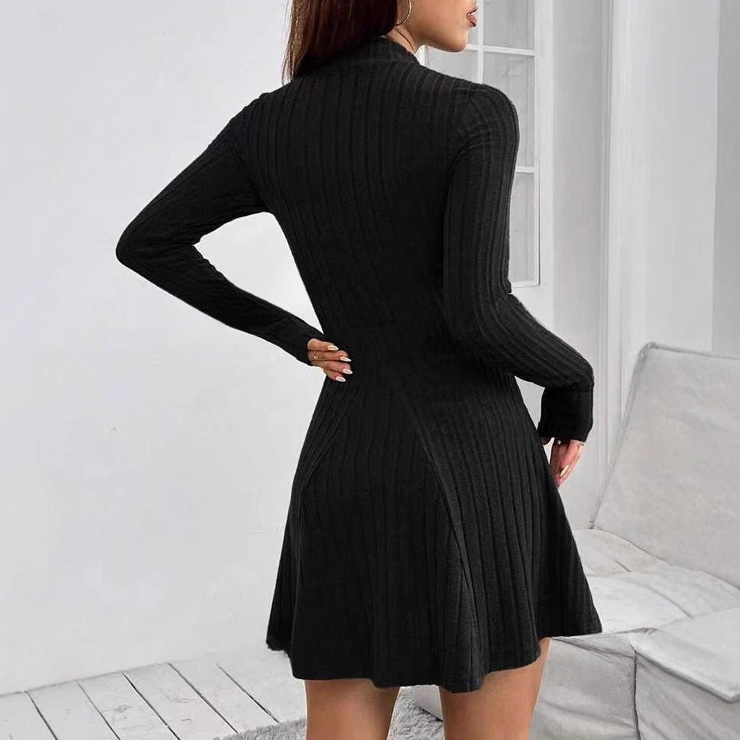 Damen Strickkleid mit strukturiertem Design und langem Ärmel Drune