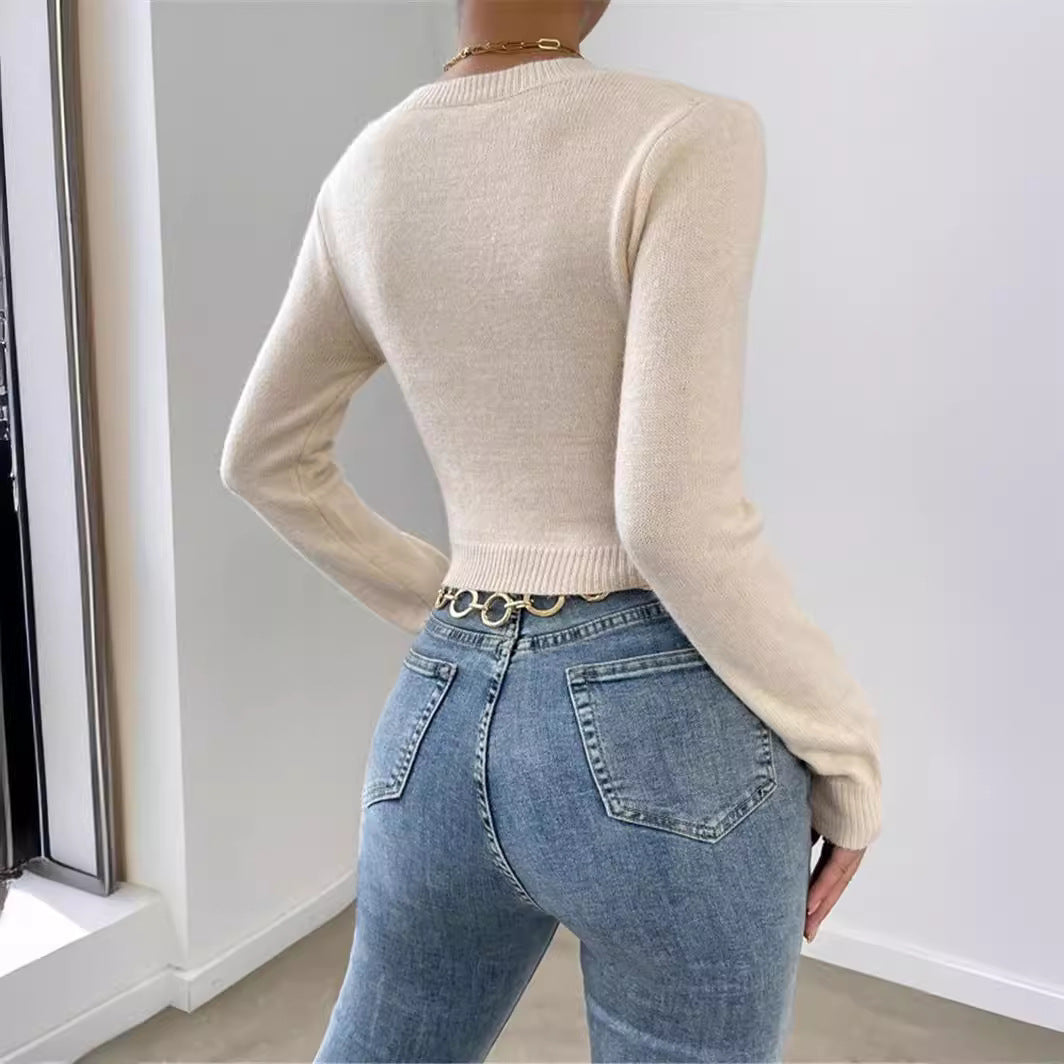 Damen cropfes Kleidungsstück mit elegantem Knoten vorne Drune