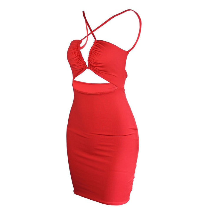 Damen figurbetontes Minikleid mit gekreuzten Spaghettiträgern und kreativem Cut-Out-Design Drune