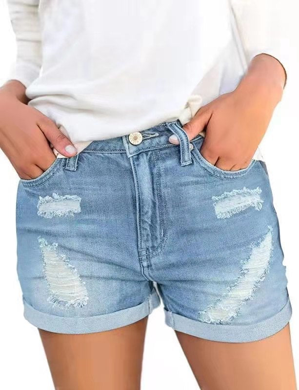 Damen Jeansshorts mit modischen Rissdetails und lässigem Schnitt Drune