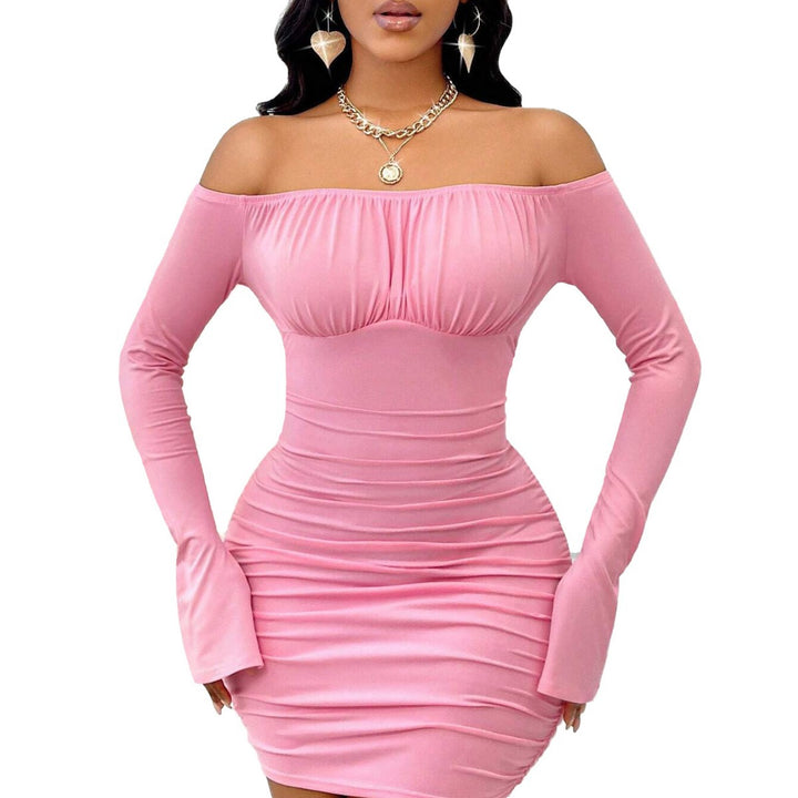 Damen Off-Shoulder Minikleid mit raffinierten Rüschendetails und figurformender Silhouette Drune