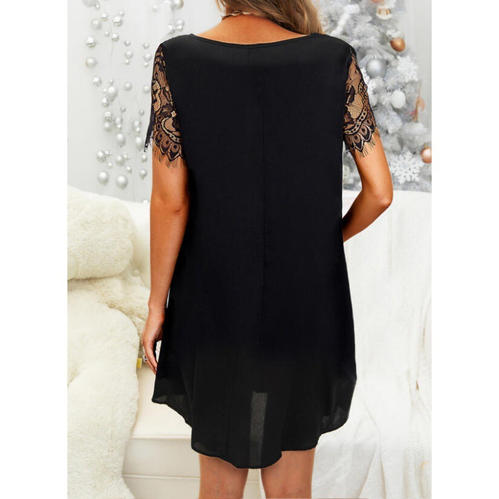 Damen Kleid mit Spitzenbesätzen und elegantem V-Ausschnitt Drune