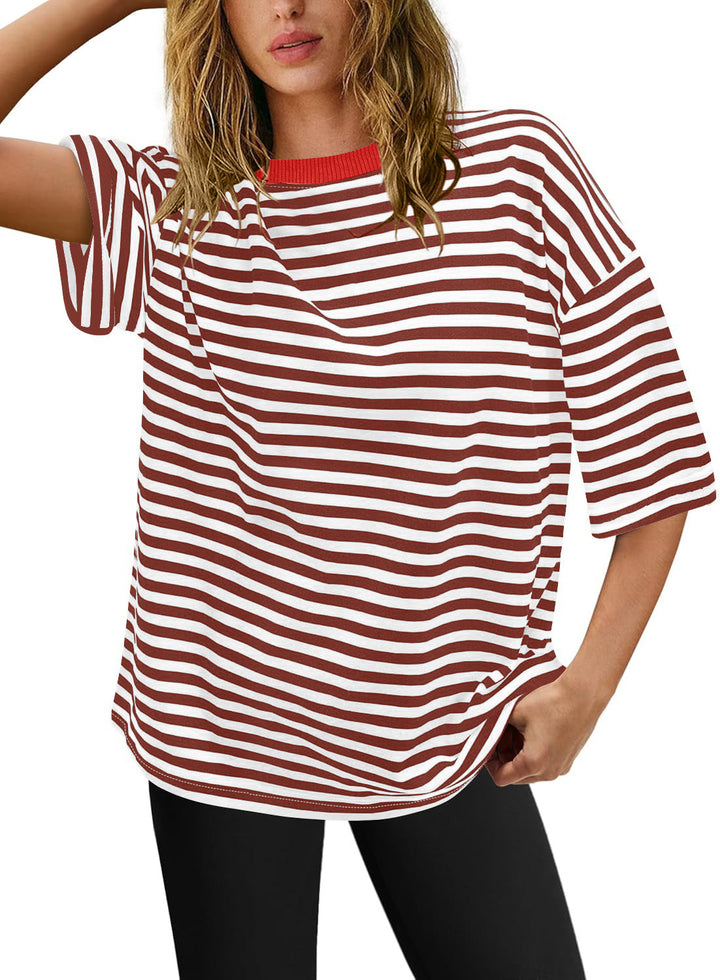 Damen Übergrößen T-Shirt mit Streifenmuster Drune