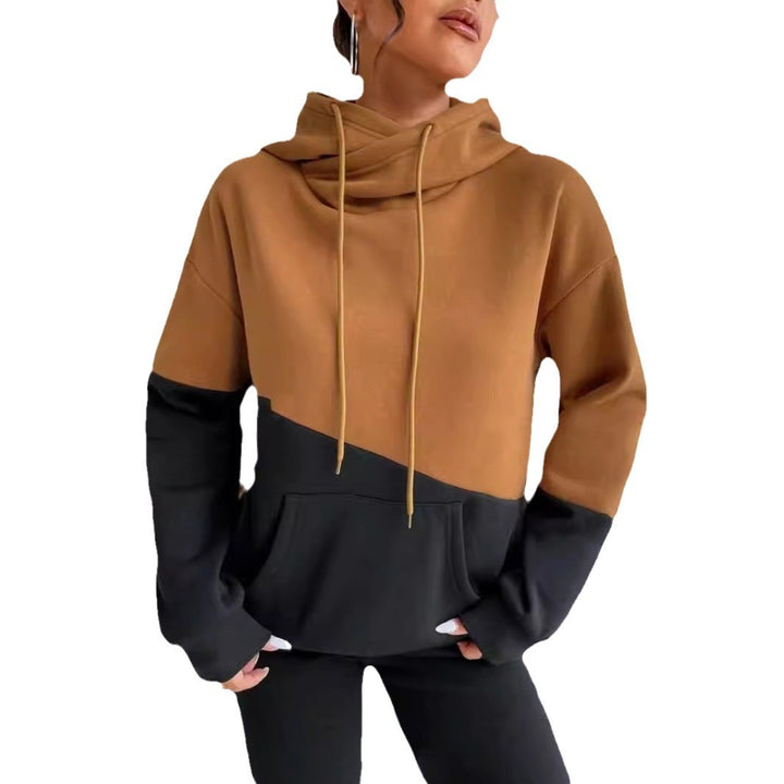 Damen gemütlicher Hoodie mit asymmetrischem Farbblockdesign Drune