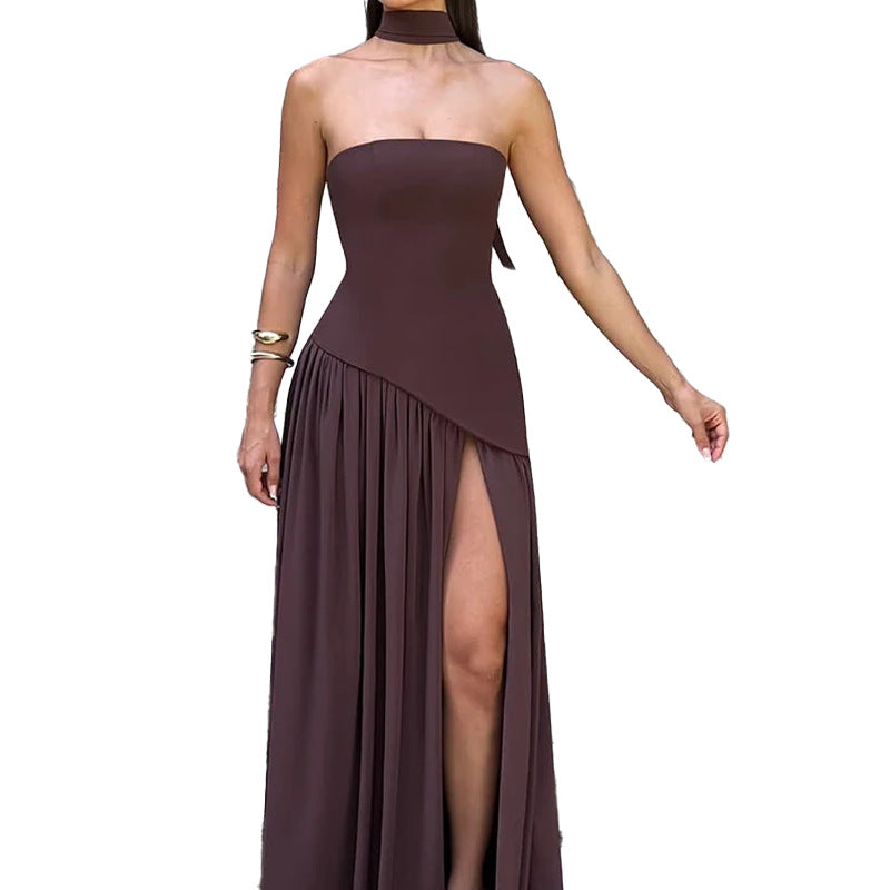 Drune | Elegantes rückenfreies Maxikleid mit Schlitz