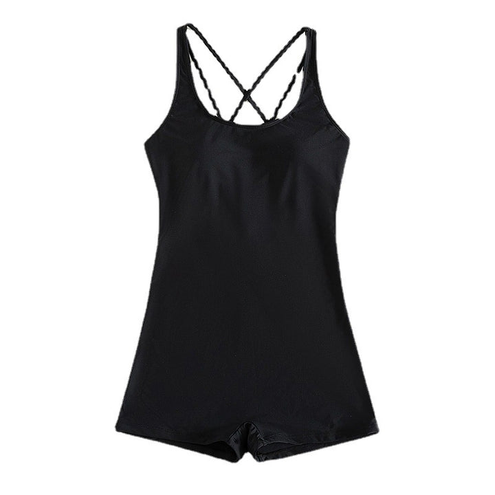 Damen Sportlicher Einteiler Badeanzug mit tiefem Ausschnitt Drune