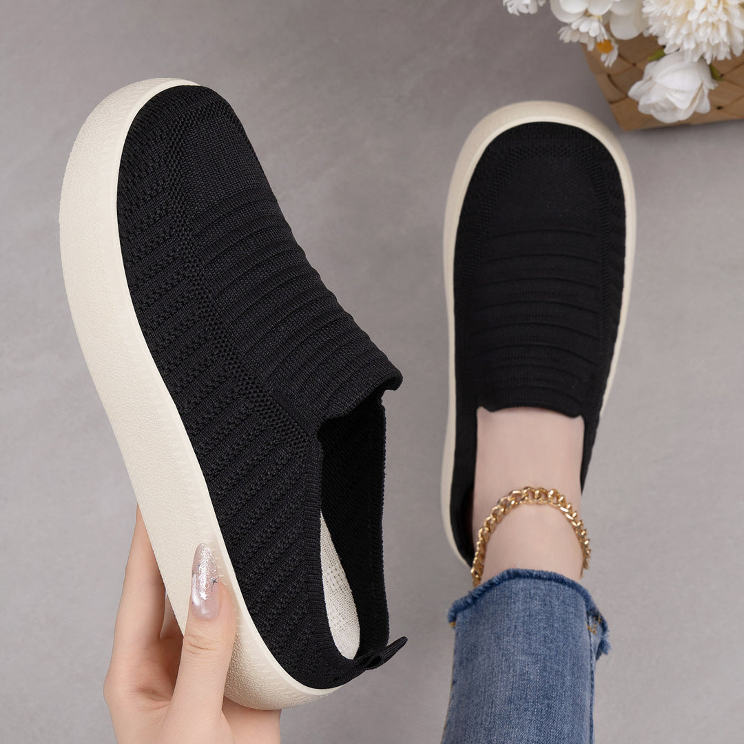 Damen nan gestrickter Slip-On Plateau-Sneaker mit sockenähnlichem Schaft, elastischem Einstieg und stoßdämpfender Leichtsohle Drune