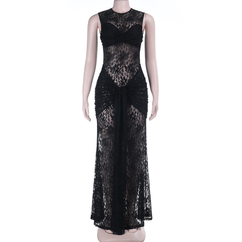Damen Spitzen-Maxikleid Drune