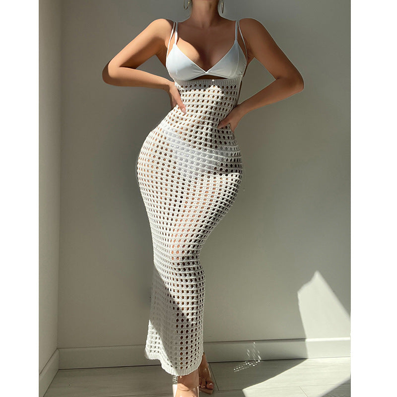 Damen Häkel-Maxikleid im figurbetonten Design Drune