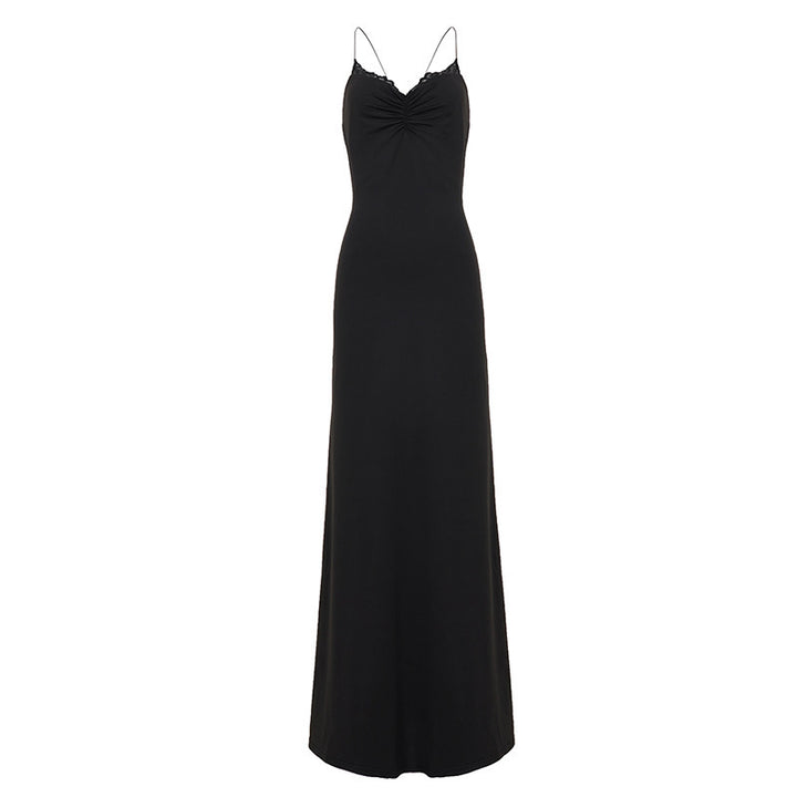 Damen Maxi-Kleid mit verstellbaren Spaghetti-Trägern und elegantem Rückenausschnitt Drune