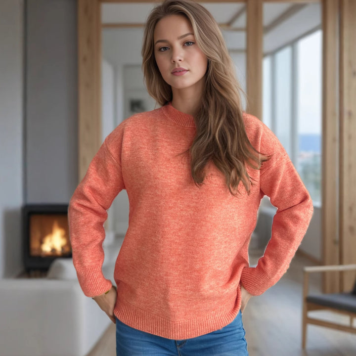 Damen kuscheliger Strickpullover mit modernem Schnitt und lässigen Details Drune