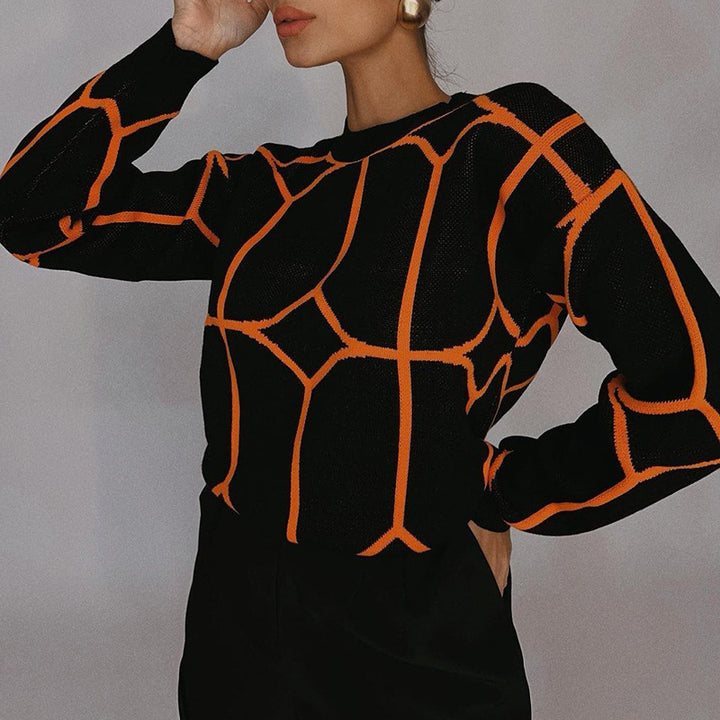 Damen Modischer Strickpullover mit geometrischem Grafikdesign und hohem Komfort Drune