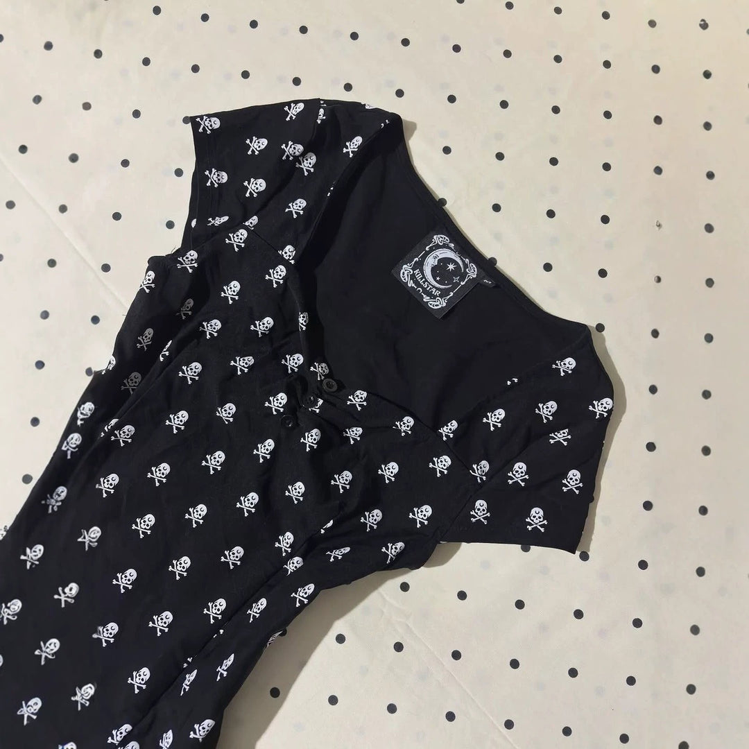 Damen Baumwollshirt mit Totenkopf-Muster Drune