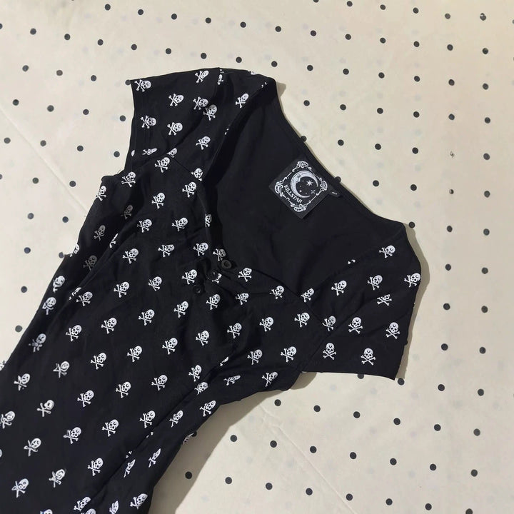 Damen Baumwollshirt mit Totenkopf-Muster Drune