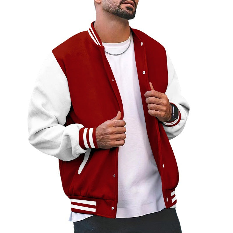 Herren sportliche Collegejacke mit traditionellem Schnitt und kontrastierenden Ärmeln Drune
