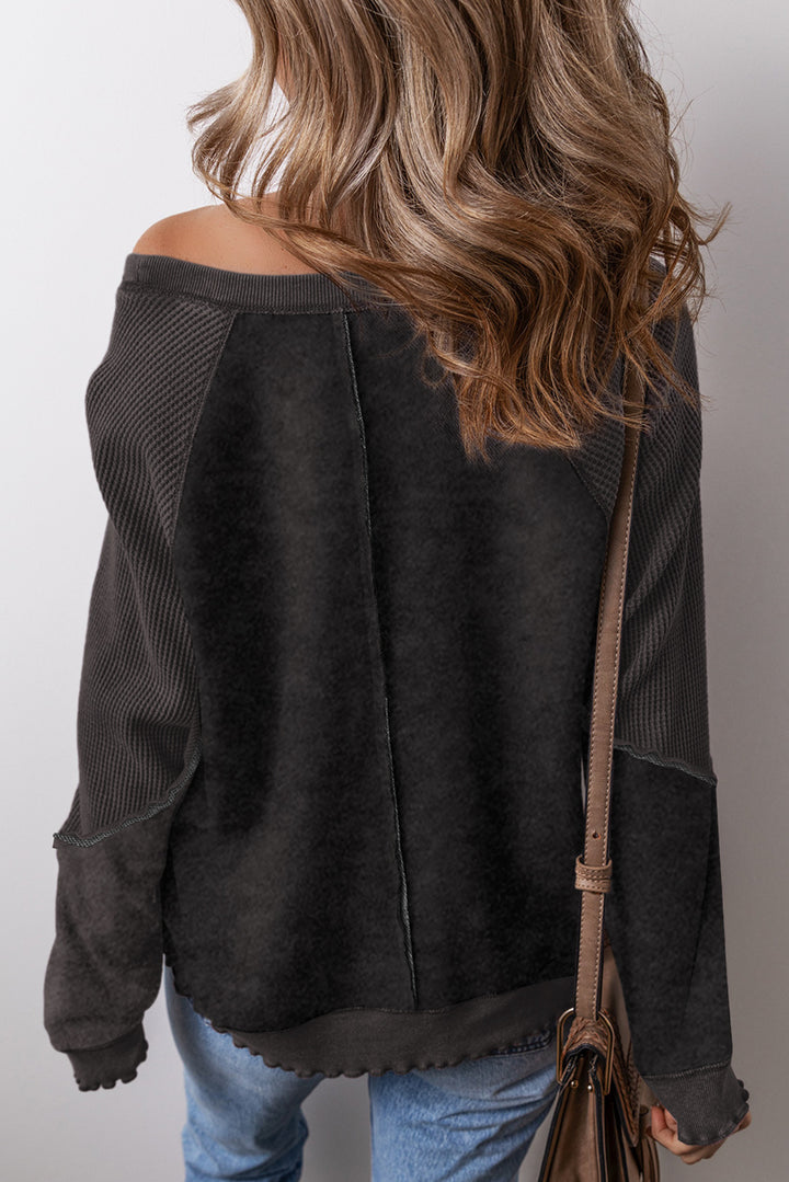 Damen lässiger Oversized-Pullover mit strukturiertem Material und weitem Schnitt Drune