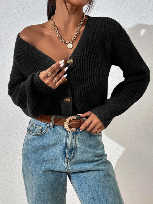 Damen Strickjacke mit strukturiertem Schnitt und dekorativen Knöpfen Drune