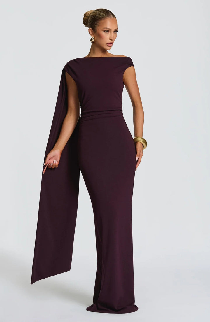 Damen Elegantes Langes Abendkleid mit Ein-Schulter-Design Drune