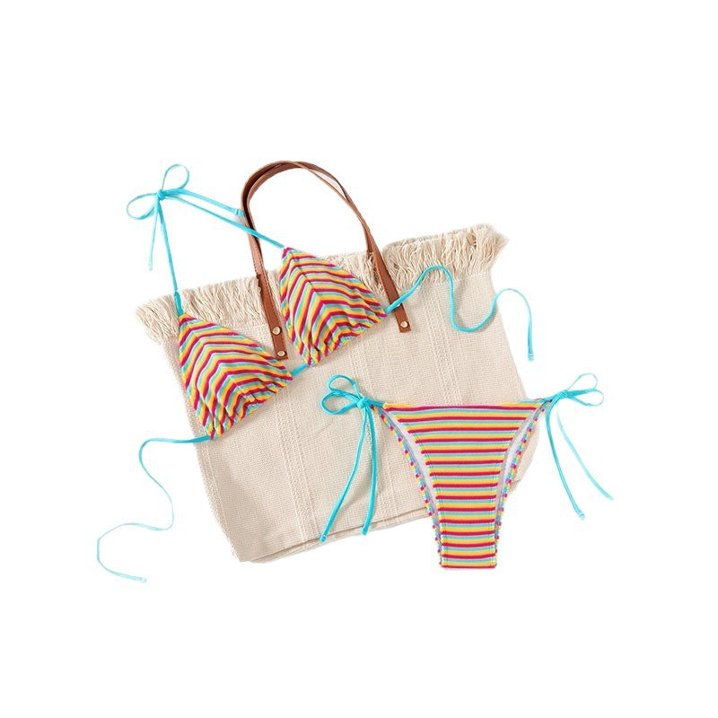 Damen Triangel-Bikini mit verspieltem Streifenmuster Drune