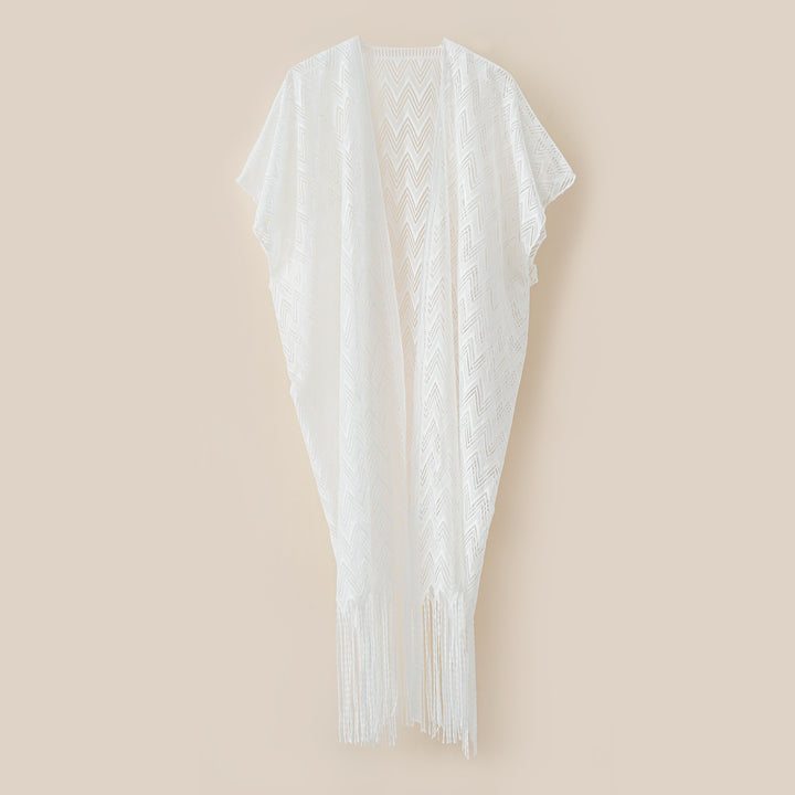 Damen eleganter und luftiger Kaftan mit fransigen Abschlüssen Drune