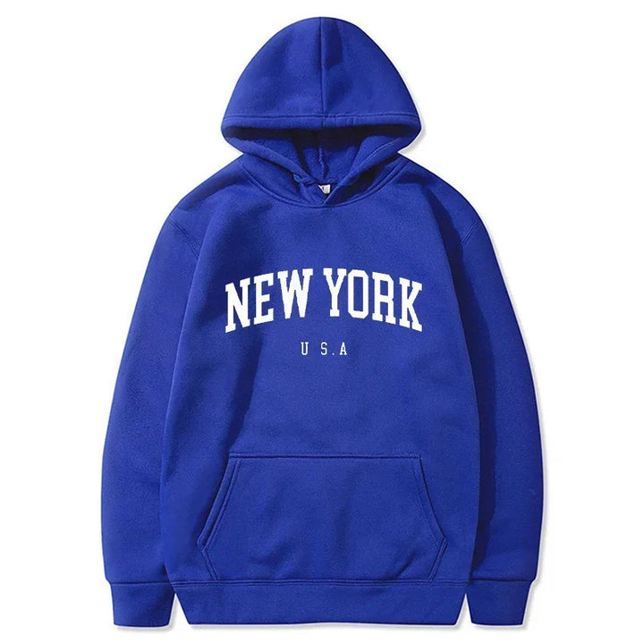 Damen Kapuzenpullover mit modischem New York Print und bequemer Passform Drune