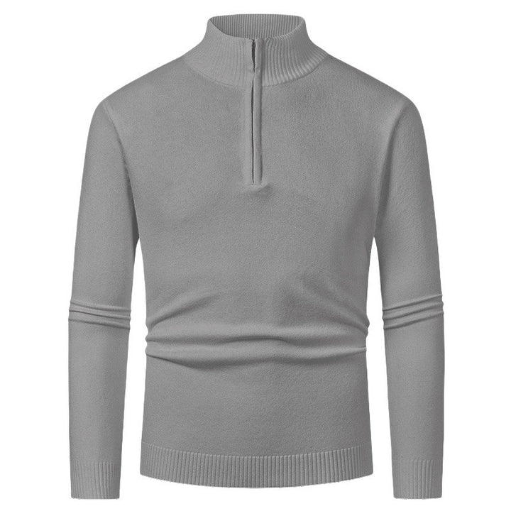 Herren Strickpullover mit hohem Kragen und halbem Reißverschluss Drune